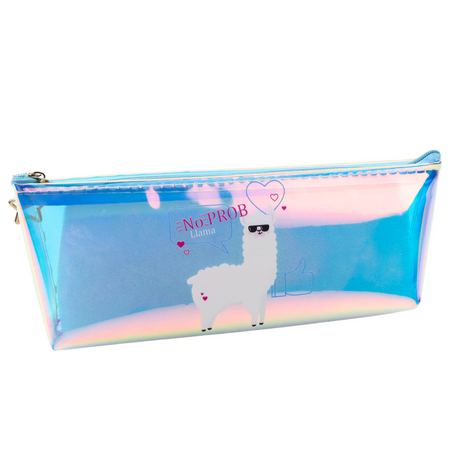 Piórnik Szkolny Dziecięcy Holograficzny Z Lamą Niebieski 21x6cm