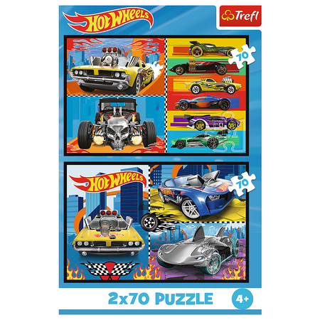 Puzzle - 2x70 - Samochodziki - Hot Wheels - Trefl 34442