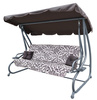 Rodzinna Huśtawka ogrodowa z Daszkiem Brązowy wzór + Tekstylina 2x1 + Regulowane siedzisko + Materac + 2 Podstawki na napoje