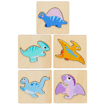 Układanka Drewniana Puzzle Kolorowa 11 x 11cm Mix