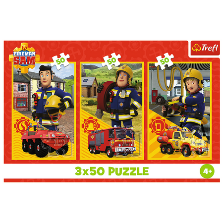 Puzzle - 3x50 - Ekipa z remizy - Strażak Sam - Trefl 34880