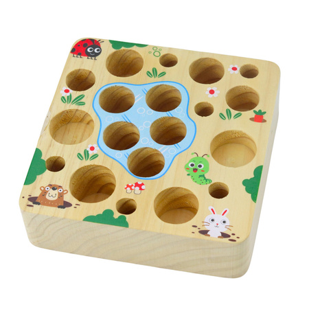 Drewniana Gra Marchewki Dżdżownica Magnes Wędka