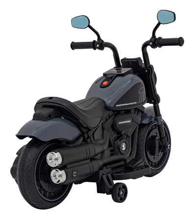 Motorek Chopper FASTER na akumulator dla dzieci Szary + Radio FM + Panel audio + LED