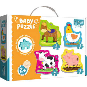 Puzzle - Baby Classic - Zwierzęta na wsi - Konik Kurka Świnka Krówka - Trefl 36070