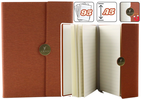 Notes Biurowy Na Magnes Notatnik A5 W Linie Z Obiciem Brązowy