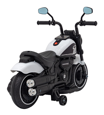 Motorek Chopper FASTER na akumulator dla dzieci Biały + Radio FM + Panel audio + LED