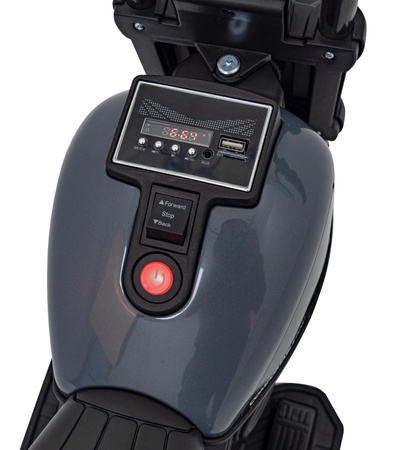 Motorek Chopper FASTER na akumulator dla dzieci Szary + Radio FM + Panel audio + LED