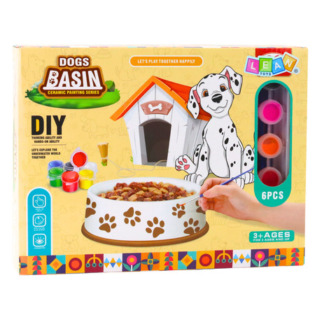 Zestaw Kreatywny Miska Dla Psa Do Malowania Farbki Pędzelki DIY 6 el.