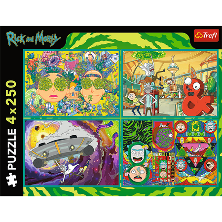 Puzzle - 4x250 - Zakręcony świat Ricka i Morty'ego - Warner Rick and Morty - Trefl 13338