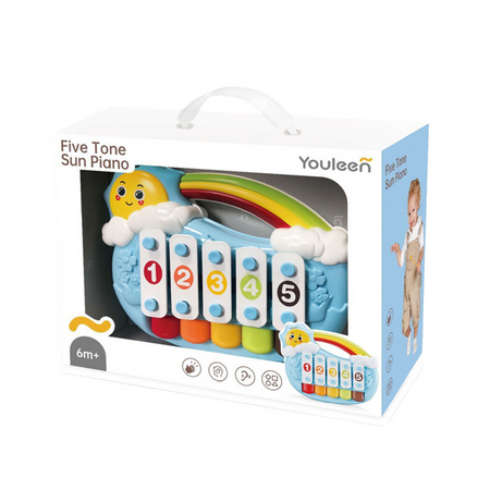 Pianinko Pięciotonowe Edukacyjne Dla Malucha Słoneczko Niebieskie
