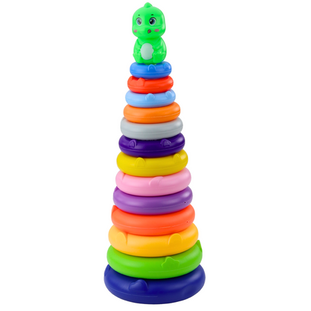 Wieża Piramidka Dinozaur Kolorowa 13 Kółek 45 x 15,5 x 15,5 cm