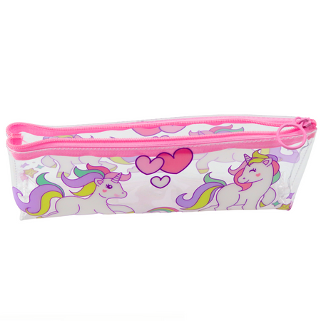 Piórnik Szkolny Dziewczęcy Transparentny Przeżroczysty Jednorożce