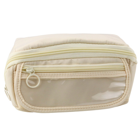 Piórnik Przybornik Szkolny Rozkładany Pojemny Kremowy Beżowy 20x10cm