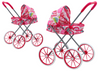 Wózek Dla Lalek Duże Koła Składany Różowy Wzorki