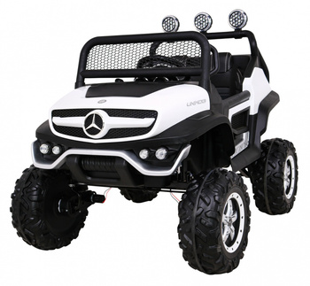 Mercedes Benz Unimog dla dzieci Biały + Napęd 4x4 + Pilot + Bagażnik + Wolny Start + MP3 LED