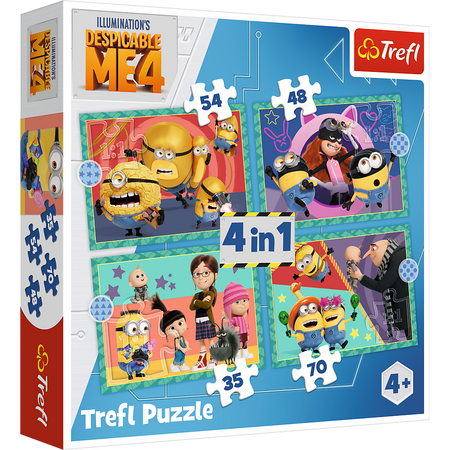 Puzzle - 4w1 (35, 48, 54, 70) - Zwariowane Minionki - Trefl 34648