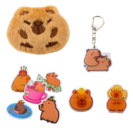 Piórnik Szkolny Dwukomorowy Z Kieszonkami Dodatki Kapibara 21x12 cm