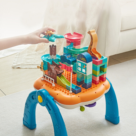 Stolik Edukacyjny Interaktywny Powierzchnia Do Budowania 2w1 Niebieski