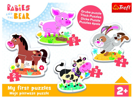 Puzzle - Baby Classic - Na farmie - Konik Świnka Króliczek Krówka - Trefl 36127