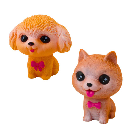 Zestaw Figurek Pieski Gumowe Piszczałka Buda Transporter 6szt