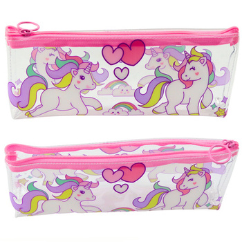 Piórnik Szkolny Dziewczęcy Transparentny Przeżroczysty Jednorożce