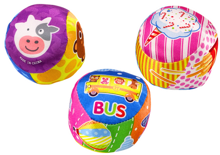 Miękka Piłeczka Z Grzechotką Kolorowa Piłka Zwierzątka Owoce MIX  10cm