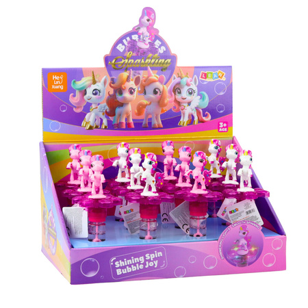 Bańki Mydlane Jednorożec Obrotowy Kwiatek Światło LED 20cm Mix