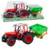 Traktor Pojazd Rolniczy Farmerski Z Siewnikiem Czerwony 34cm