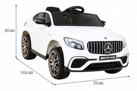 Mercedes Benz GLC63S dla dzieci, Biały SUV + Pilot + Napęd 4x4
