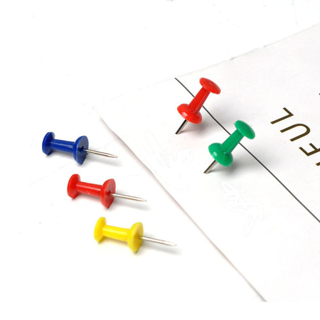 Zestaw Pinezki Do Tablicy Korkowej Biurowe Szkolne Kolorowe 40szt.