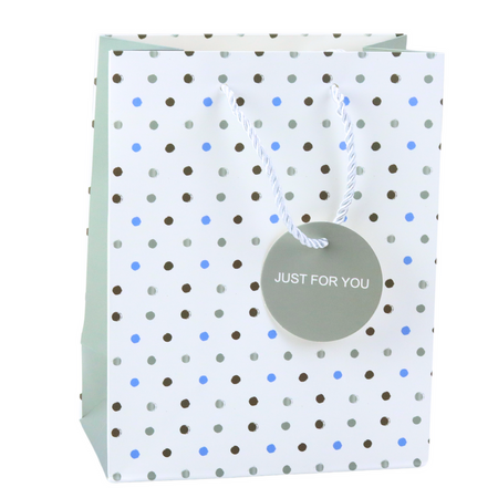 Torba Prezentowa Z Kropkami Napis Just For You 23 x 18 x 10,5 cm
