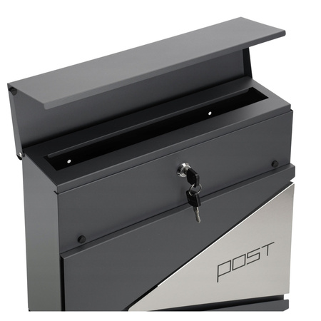 Duża Skrzynka Pocztowa Na Listy Gazety Antracytowa Napis POST 37x37x10,5 cm