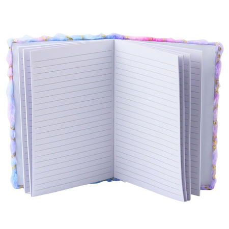 Pluszowy Zeszyt Notatnik W Linie Złote Gwiazdki Pastelowy A5 80 Kartek