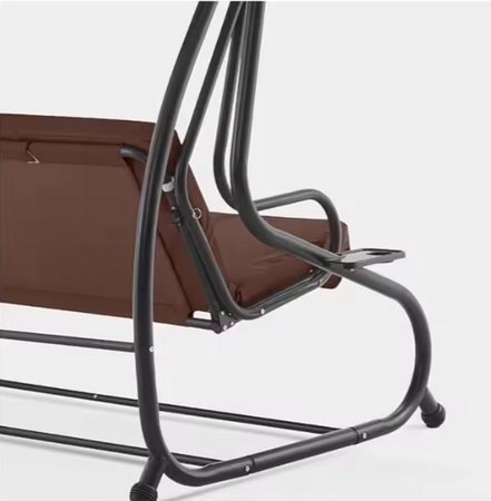 Huśtawka Czteroosobowa Ogrodowa Bujana Daszek Wolnostojąca Brązowa