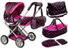 Wózek Dla Lalek Alice Nosidełko Torba Czarno- Różowy