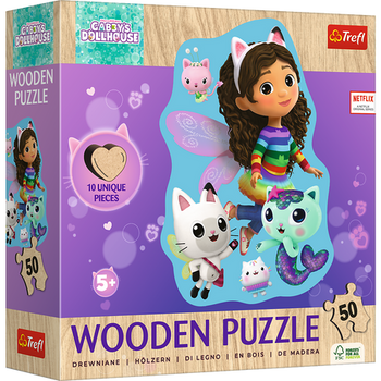 Puzzle Drewniane Konturowe - 50 - Wesoła Gabby - Koci Domek Gabi - Trefl 20260