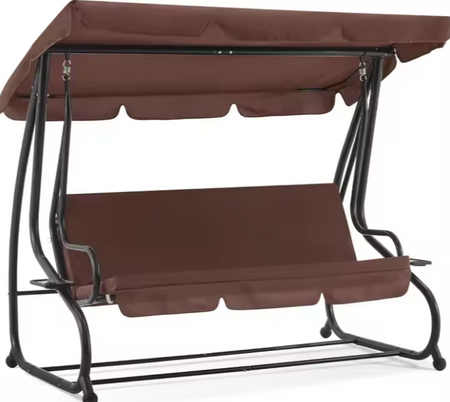 Huśtawka Czteroosobowa Ogrodowa Bujana Daszek Wolnostojąca Brązowa