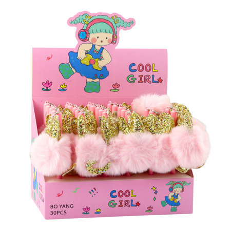 Długopis Żelowy Zatyczka Z Różowym Pomponem Niebieski Tusz 17cm 0.5mm