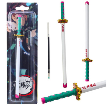 Długopis Miecz Katana Anime Metalowy Czarny Tusz Wymienny Wkład Turkus