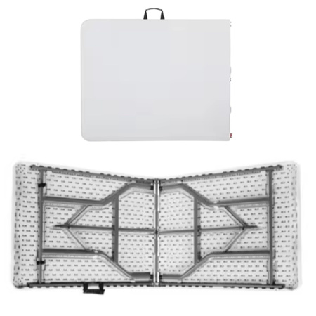 Stół Składany Z Blokadą Cateringowy Bankietowy Stolik Biały 180 x 74 cm