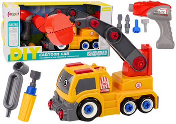 Ciężarówka Z Dźwigiem Kreskówkowa Do Rozkręcania DIY Pomarańczowy