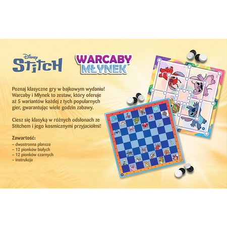 Gra planszowa Warcaby i Młynek Lilo & Stitch Trefl 02799
