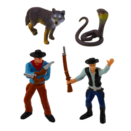 Zestaw Kowbojski Figurki Dziki Zachód Kowboj Łódź Armata