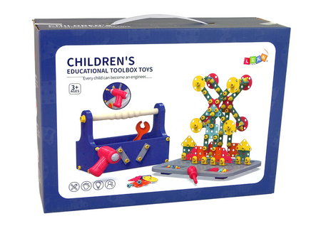 Klocki Konstrukcyjne W Skrzynce Majsterkowanie Wiertarka DIY