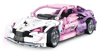 Zestaw Klocków Autko Sportowe Różowe 652el.