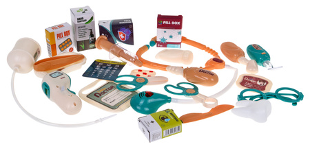 Zestaw lekarski dla dzieci 3+ Wózek + panel EKG 24 el. Kardiolog Dentysta Ortopeda Pielęgniarka