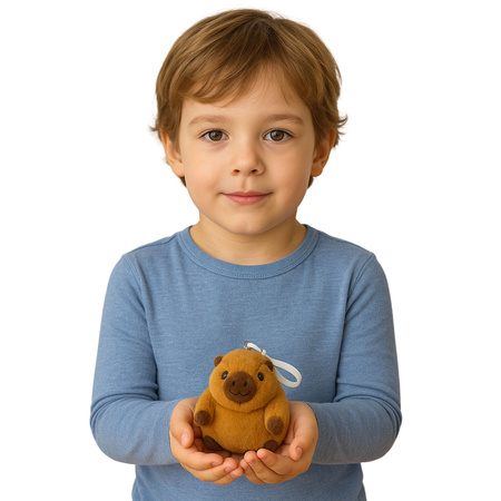 Pluszowa Kapibara Z Kręcącym Ogonkiem Brelok  9 x 8 cm