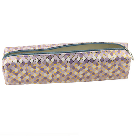 Piórnik Szkolny Łuski Szary Błyszczące Złote Elementy