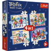 Puzzle - 4w1 (12, 15, 20, 24) - U Treflików pada śnieg - Rodzina Trefilków - Trefl 34657