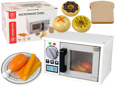 Drewniana Kuchenka Mikrofalowa Mikrofalówka Jedzenie Biała